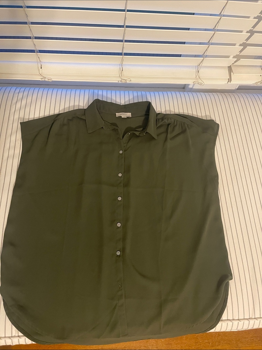 LOFT Olive Green Sleeveless Button-Front Blouse
